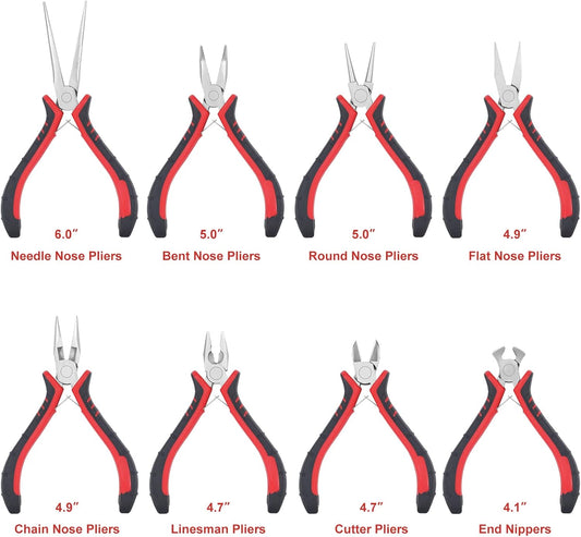 Jewelry Pliers Sets Jewelers Making Tools Kit, Professional 8 piece Mini Wire Plier with Wood Holder for Beading, Crafting, Crimping, Cutting, Repair, Wrapping, Complete Quality for Adults Starter - Crafty Corner