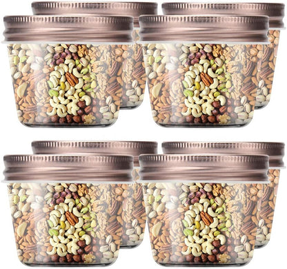Novelinks 4 Ounce Clear Plastic Jars with Rose Gold Lids - Refillable Round Containers for Kitchen & Household Storage - BPA Free (40 Pack)