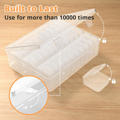 Mathtoxyz Bead Organizer Box, 62Pcs Small Bead Organizers and Storage Plastic Cases Mini Clear Bead Storage Containers Boxes with Hinged Lid and Rectangle for Bracelet Making DIY Jewelry Craft Nail