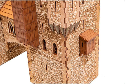 Rook P Castle Tower - 3D Wooden Puzzle - DIY 28mm Scale Model Building Kit - Educational Toy - Creative Gift - Tabletop Miniature Terrain Kit