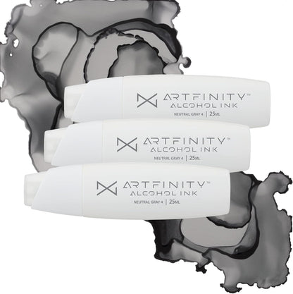 Alcohol Inks 3 Pack - Vibrant, Professional, Dye-Based Alcohol Inks for Artfinity Alcohol Markers, Artists, Drawing, & More! - Neutral Grey 4 NG4