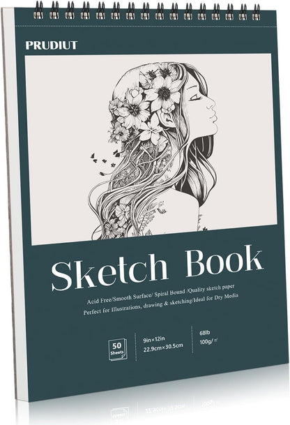 Sketch Book 9×12 inch, Spiral Bound Sketch Pad 50 Sheets (68lb/100gsm), Acid-Free Sketchbook for Drawing Painting Sketching, Art Paper Drawing Supplies for Teens Adults Artists Gifts - Crafty Corner