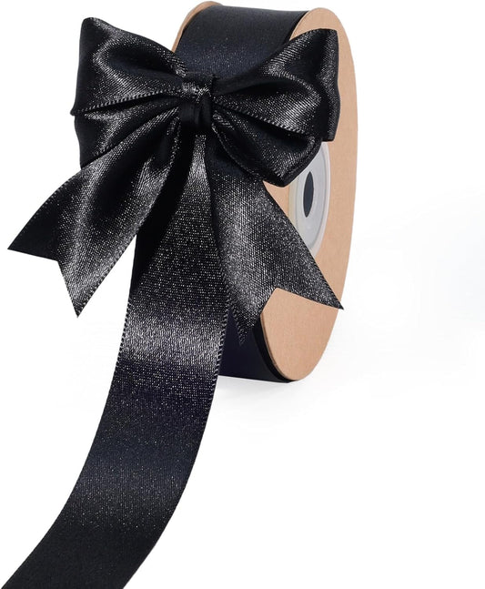 LaRibbons Black Satin Ribbon 1 Inch 50 Yards Luxury Double Faced Red Silk Ribbon for Flower Bouquet Crafts Gift Wrapping Bow Christmas Decoration - Crafty Corner