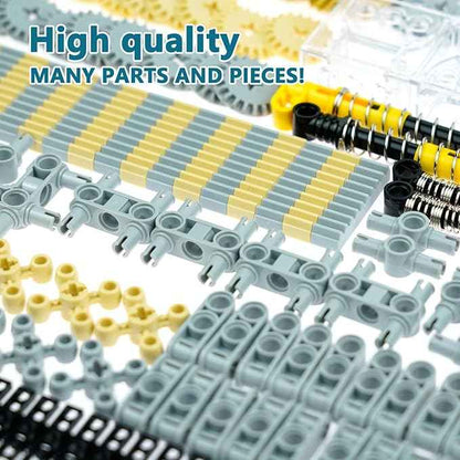 Gears-Axles-Pins Sets Compatible with Technic-Parts Pieces-Motor, Car-Wheels-Tires Chain Link Connector Building Block Accessories Shock Absorber Steering Shaft Gearbox Gears Bricks