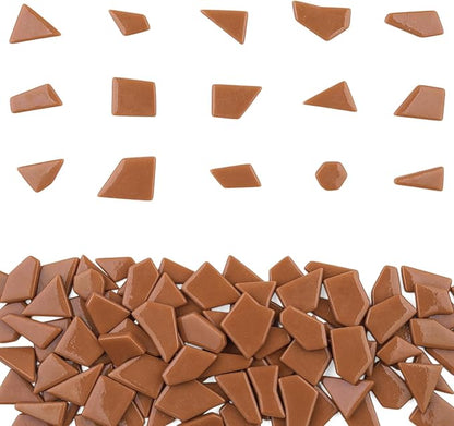 Youway Style Brown Glass Mosaic Tiles for Crafts Bulk,200g Broken Glass Pieces for Mosaic Art Crafts,Garden Mosaic Supplies