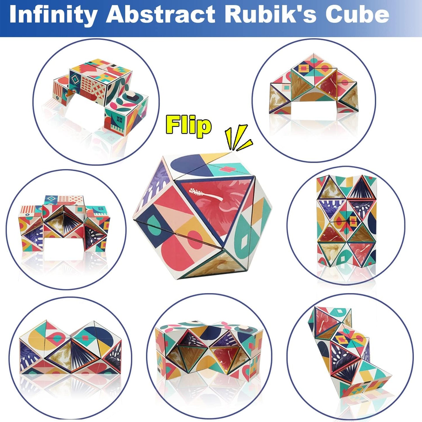 3D Flips Magic Cube Set, 3 Pack Infinity Cube Fidget Toys, Transforms Puzzle Cubes for Stress Anxiety Relief and Kill Time, Nice Gifts for Kids and Adults