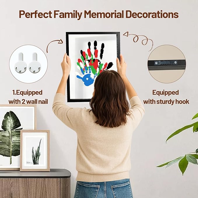 80S Family Handprint Kit, Handprint Art Craft DIY Kit, Baby Hand Print Gift for New Moms, Parents, Grandparents, 6 Safe, Non-Toxic Paints, Ideal for Mother's Day, Father's Day, Anniversary & More