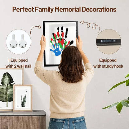 80S Family Handprint Kit, Handprint Art Craft DIY Kit, Baby Hand Print Gift for New Moms, Parents, Grandparents, 6 Safe, Non-Toxic Paints, Ideal for Mother's Day, Father's Day, Anniversary & More