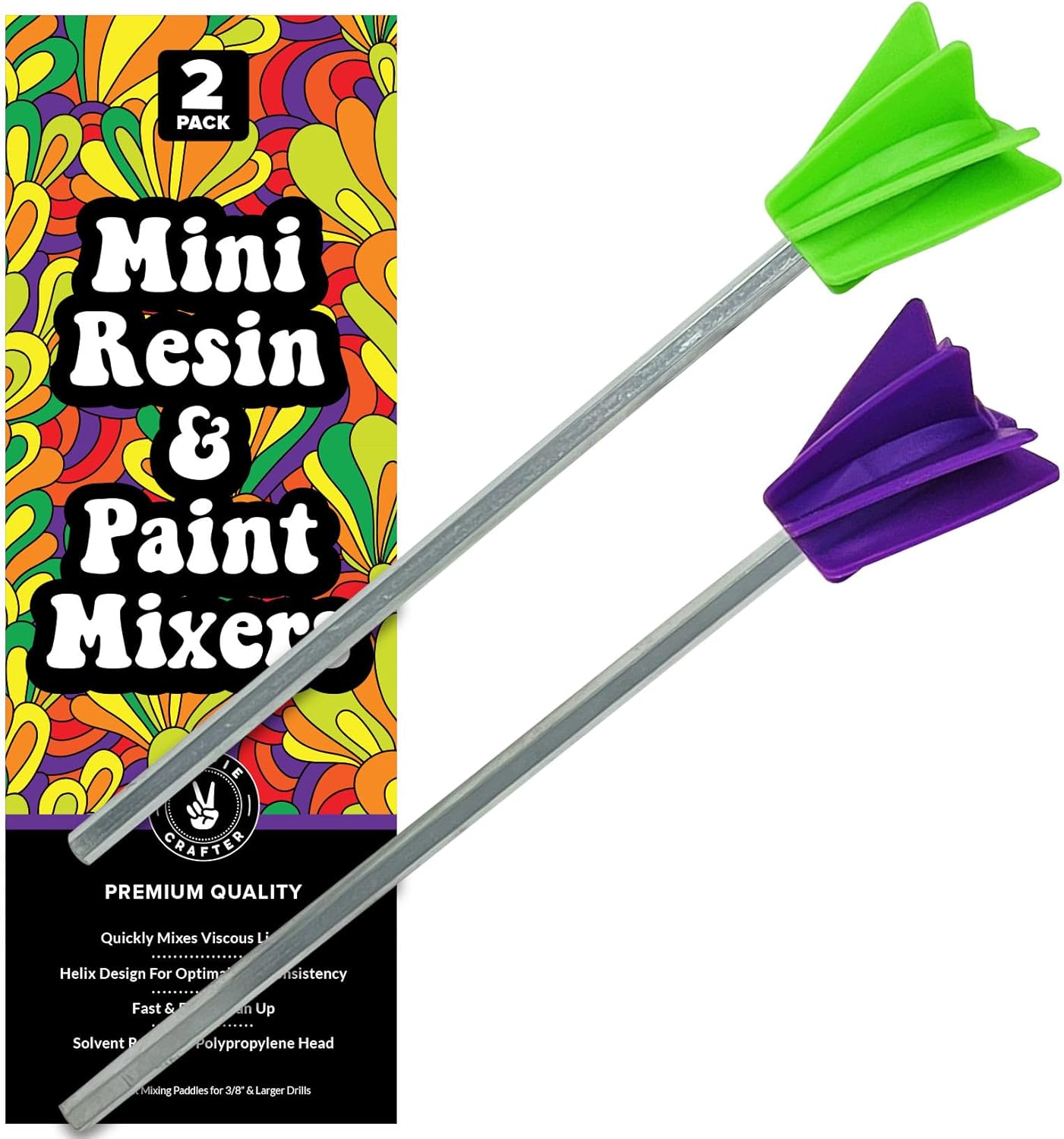 Art Resin Mixer Drill Attachment, Epoxy and Paint Stirrers for Drill, Mud Mixer for Quart or Gallon, Mini Drill Mixer Paddle for Crafting and Mixing Tools