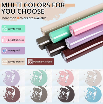 HTVRONT Puff Vinyl Heat Transfer -10" x 6ft Beige 3D Puff Heat Transfer Vinyl Foaming Colorful Puffy Iron on Vinyl for T-Shirt- Cream Puff Htv Vinyl for Compatible with Cricut Cutting Machine