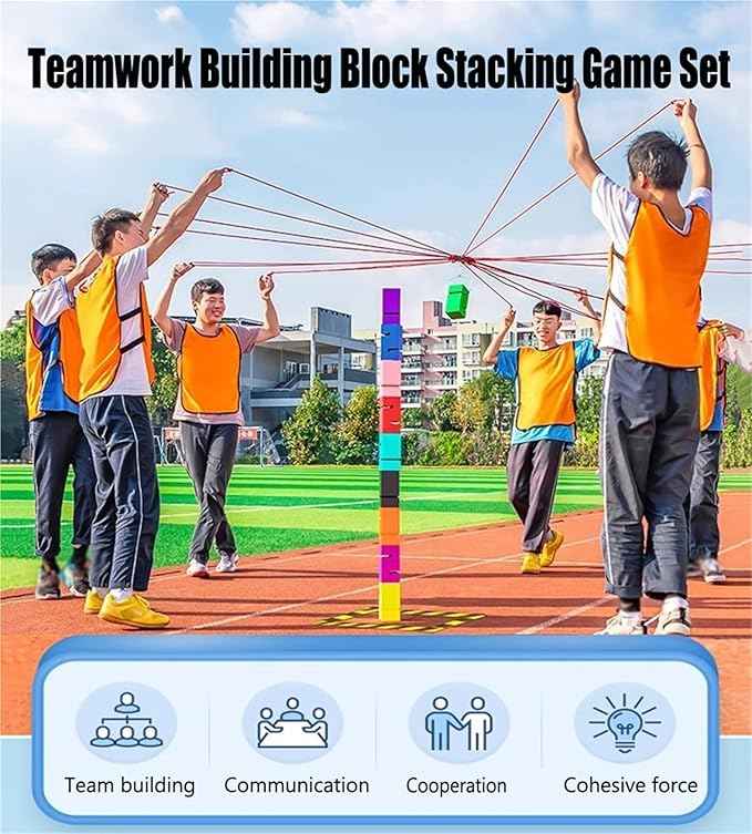 Team Building Team Tower Game Adults Work Outdoor Activities Field Day Teamwork Block Stacking Game Kit for Office School Group