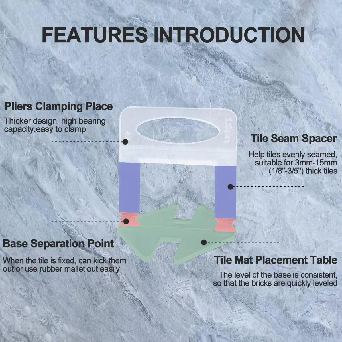 Tile Leveling System 1/16”Kit 1400pcs Tile Leveler Spacers Clips +320pcs Reusable Wedges Tile Leveler Tool Set for Tile & Stone Installation（1720）