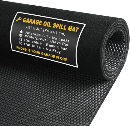 Golener Oil Spill Mat - Garage Floor Mat, Absorbent Oil Pad, Premium Maintenance Mat, Waterproof, Contain Liquid, Protect Garage Surface from Spill & Stain, Reusable, Washable, Durable, Black, 29”x36”