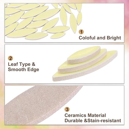 uxcell Ceramic Mosaic Tile, About 200g Teardrop Leaf Tile Mosaic Block for Handicrafts Artwork, Lemon Yellow