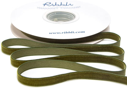 Ribbli Moss Green Velvet Ribbon,Polyester Velvet 3/8 Inches Continuous10-Yard Spool,Christmas Ribbon for Gift Wrapping,Floral Bouquets, Home Decor - Crafty Corner