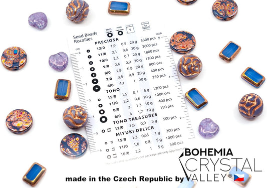 2.1oz (60g) of Glass Focal Bead Mix with Roses, Table-Cut and Cracked Czech Beads, PG Blue Copper Violet
