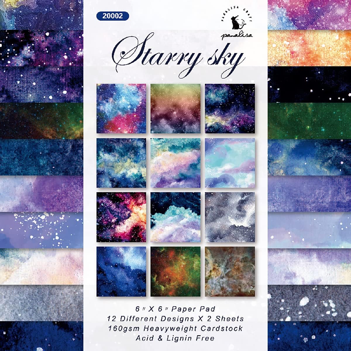 YASMEN Scrapbook Paper Pad, 24 Sheets Celestial Themed Mixture Colored Paper, 6"×6” Space Galaxy Cardstock Pads for Card Making,Designer Junk Journal, Planners, Background Borders Greeting Cards - Crafty Corner
