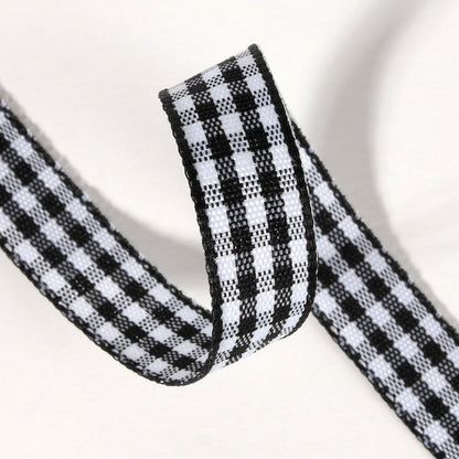 Buffalo Check Ribbon Black and White Gingham Ribbon 25 Yards for Crafts (3/8", Black) - Crafty Corner