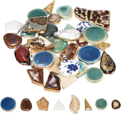 MECCANIXITY 200g Ceramic Mosaic Tiles for Crafts Bulk, Irregular Multicolor Ceramic Tiles for Mosaic Kits Garden Stepping Stone Cup Mat