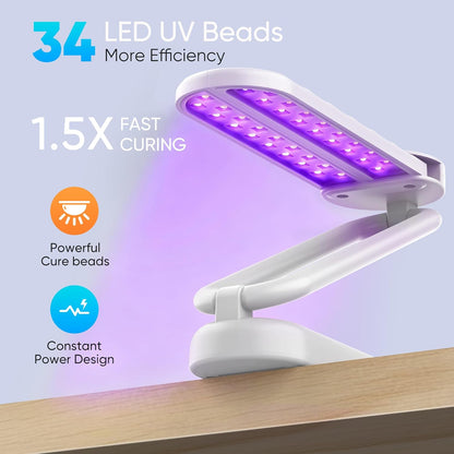 PPESULK UV Light for Resin Curing, Rechargeable UV Resin Lamp with Time Display, 34 LEDs High Power Resin Curing Machine, Cordless Portable UV Lamp for Resin Molds, Crafts, Jewelry Making(White)