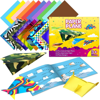 Pigipigi Kids Craft Origami Paper Kit for Kids Ages 5-8 8-12, with Guiding Book, 70 Sheets DIY Art and Crafts Supplies, Colorful Folding Papers Set Projects Gifts Activity for Boy Girl Toys(Plane) - Crafty Corner