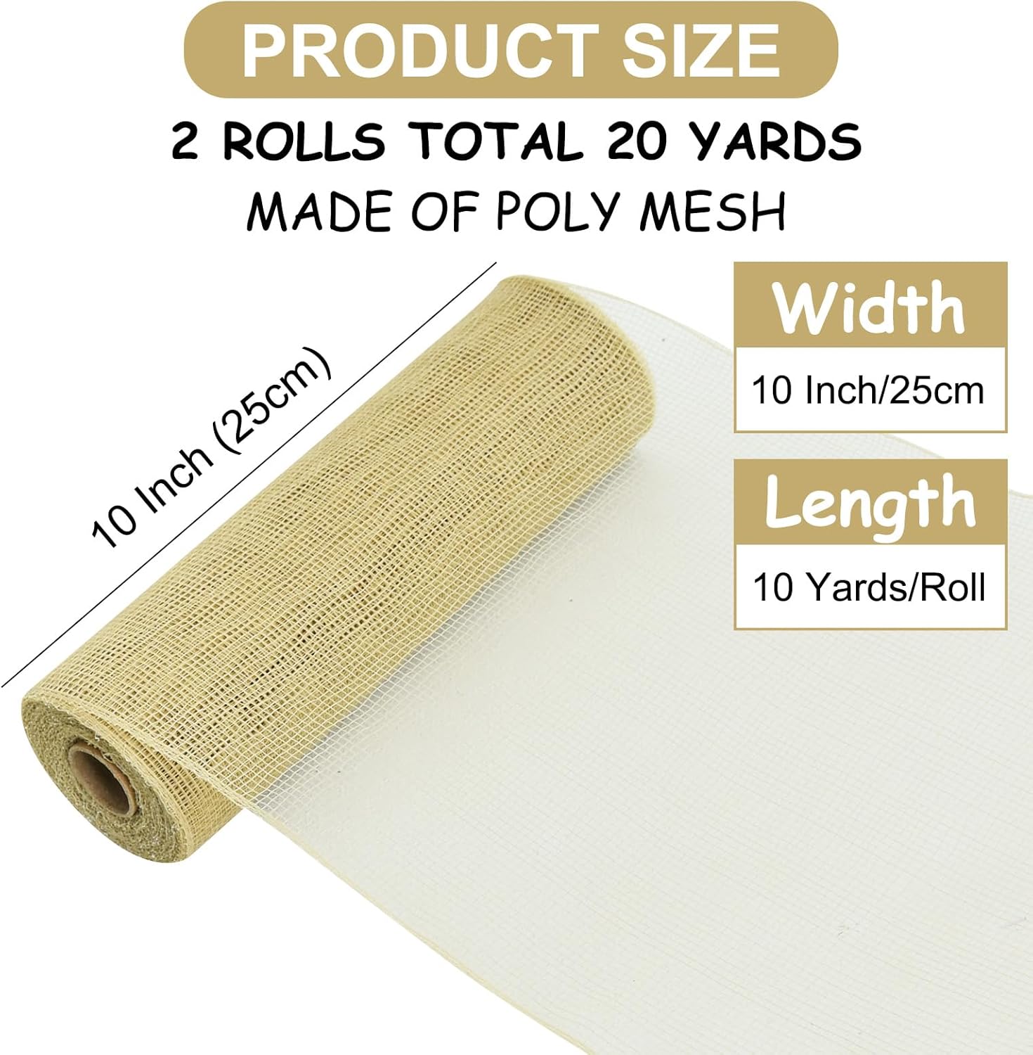 TONIFUL 2 Rolls 10 Inch Burlap Natural Decorative Mesh Ribbon Rolls, Perfect for Wreaths, Swags, Christmas Trees, Home Decoration, and Creative Crafts - Crafty Corner
