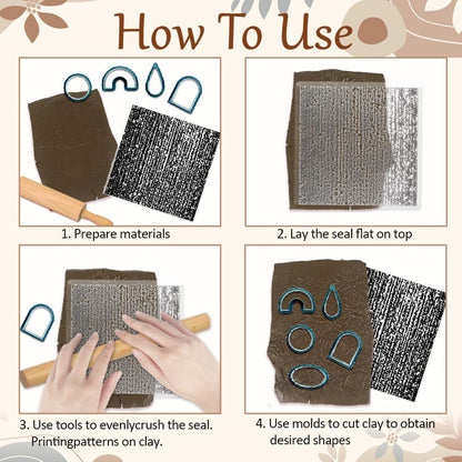 CHGCRAFT Polymer Clay Texture Sheets Sandpaper Texture Silicone Clay Texture Mat Silicone Texture Stamps Clay Modeling Pattern Pad for DIY Clay Jewelry Earrings Clay Mat