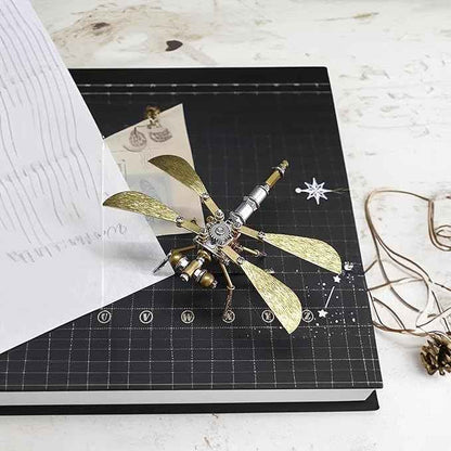 Steampunk Metal Insect Bug Sculpture 3D Creative Mechanical Insect Kit Puzzle Dragonfly Model Engineering Puzzle for Christmas Ornaments(Ujinensis Dragonfly)