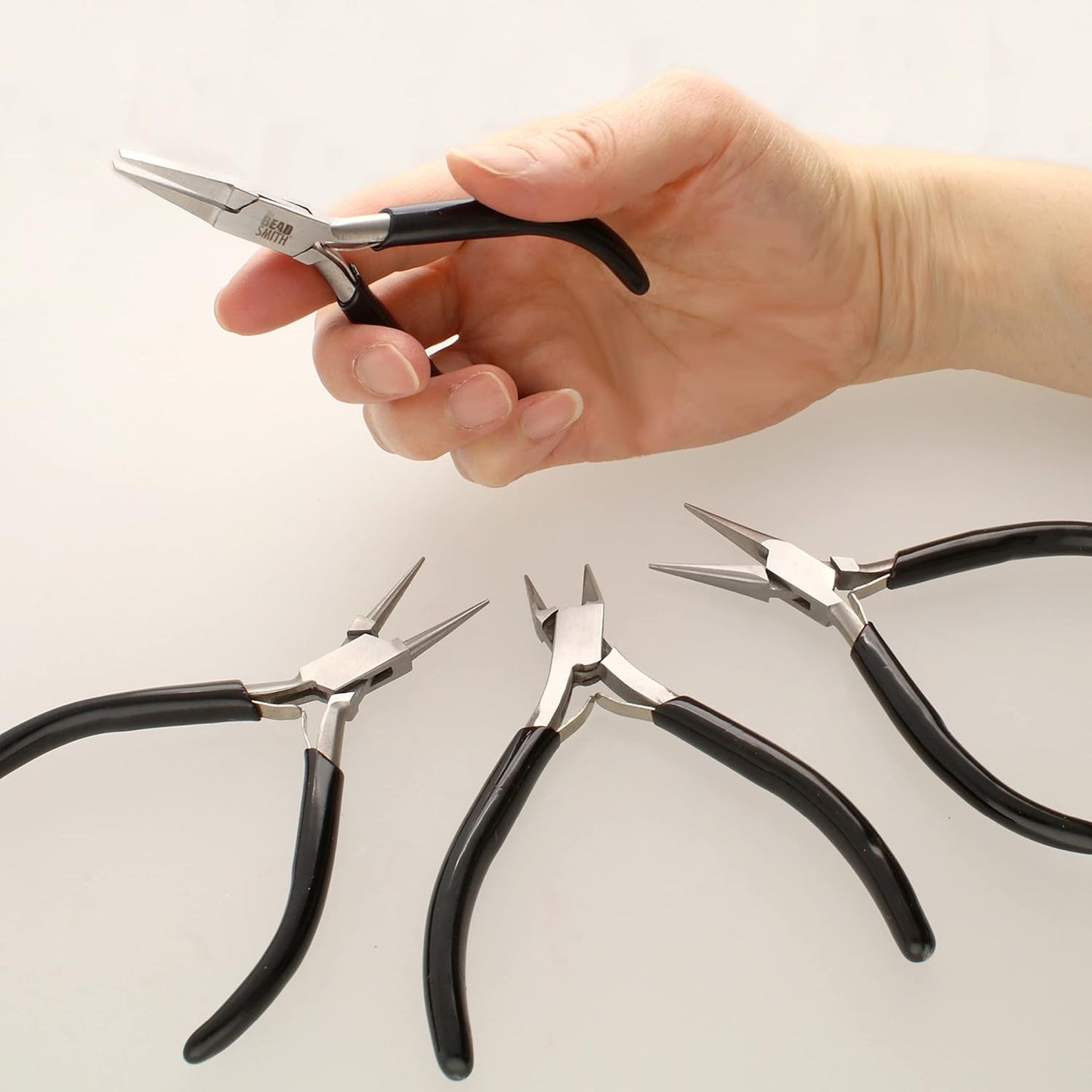 The Beadsmith Slim Line Pliers Set – Extra Fine Tips – 4.5 Inches, 4-Pieces: Round Nose, Chain Nose, Flat Nose & Semi-flush Side Cutter – Leatherette Carrying Case Included – Tools for Jewelry Making - Crafty Corner