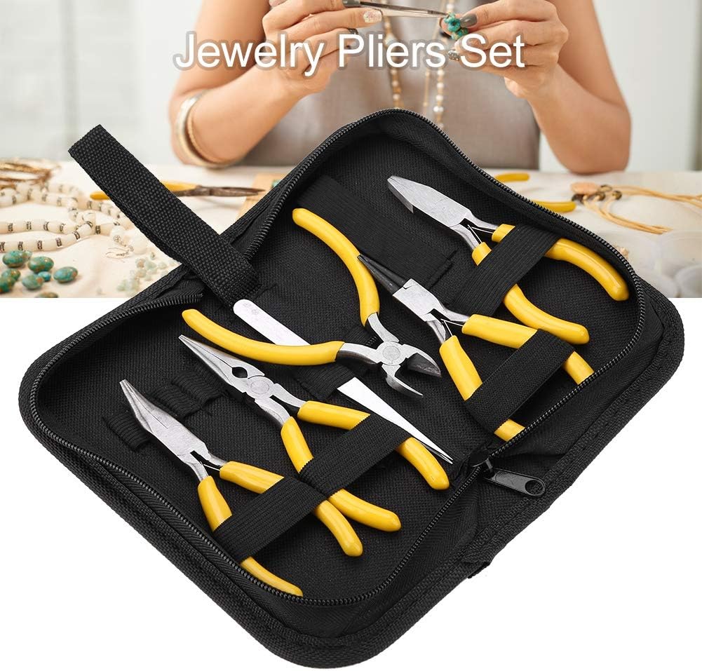 Jewelry Pliers, 5Pcs Professional Jewelry Pliers Tools Kit Includes Round Nose Pliers, Bent Nose Pliers, Needle Nose Pliers, Flat Nose Pliers for Jewelry Beading Repair Making - Crafty Corner