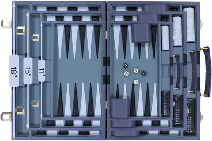 Backgammon Set - Classic Board Game with Premium Leather Case - Portable Travel Strategy Backgammon Game Set for Adults, Kids - Suitable as (11inch, Gray)