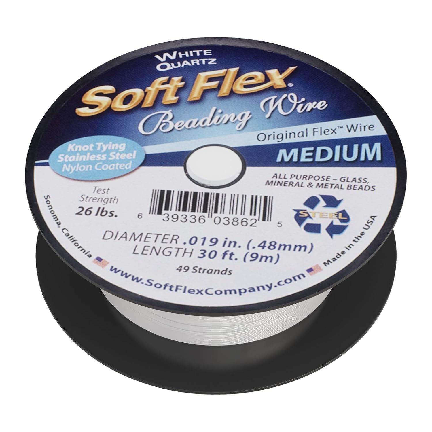Soft Flex 49 Strand Beading Wire - Medium 0.19 Diameter - 100 Feet Nylon Design Wire - Crafty Corner