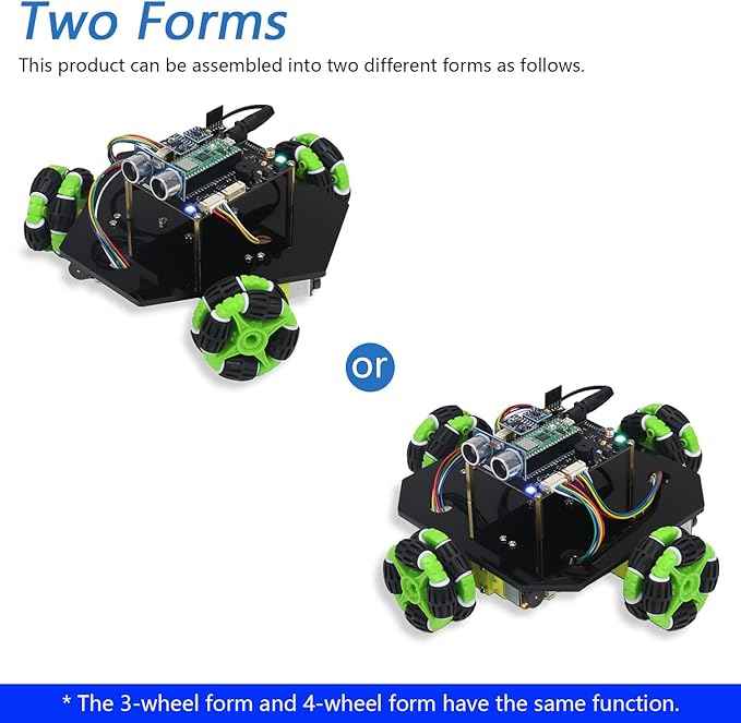 Freenove Omni Wheel Car Kit for Raspberry Pi Pico 2 W (Included), Dual Arm Cortex-M33 and Dual Hazard3 RISC-V Microcontroller, 3-Wheel and 4-Wheel Forms, Accelerometer Module, Compass Module