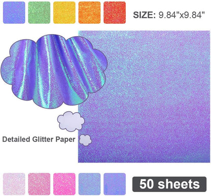 UCEC 50 Sheet Shiny Origami Paper 10 Colors Square Iridescent Origami Paper, Decoration Glitter Square Folding Papers for Kids Arts & Crafts Projects - Crafty Corner
