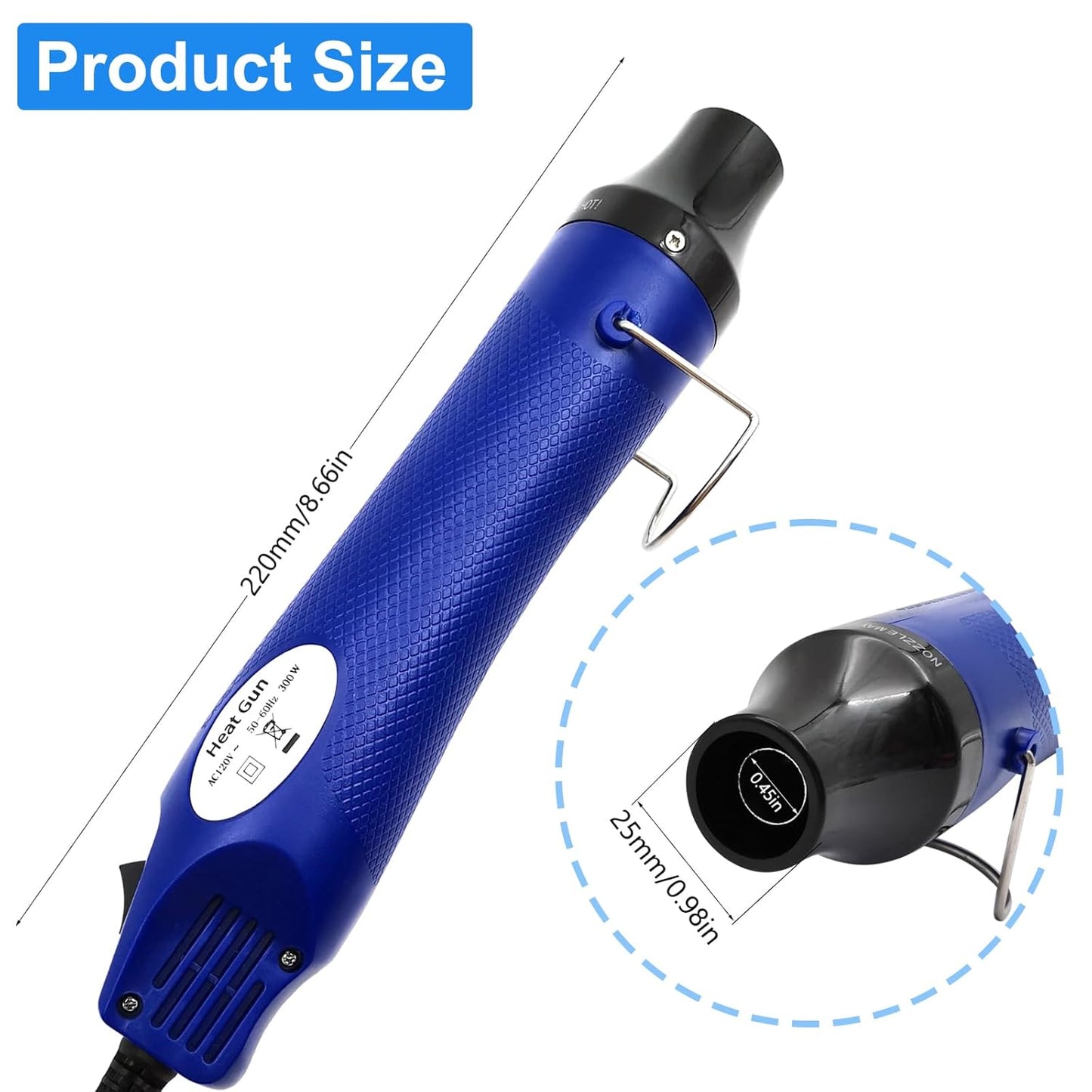 Mini Heat Gun, Portable Hot Air Gun Tool for DIY Crafts Heat Shrink Gun for Epoxy Resin, Embossing, Shrinking Wrapping Drying Paint Removing Stickers (Blue) - Crafty Corner