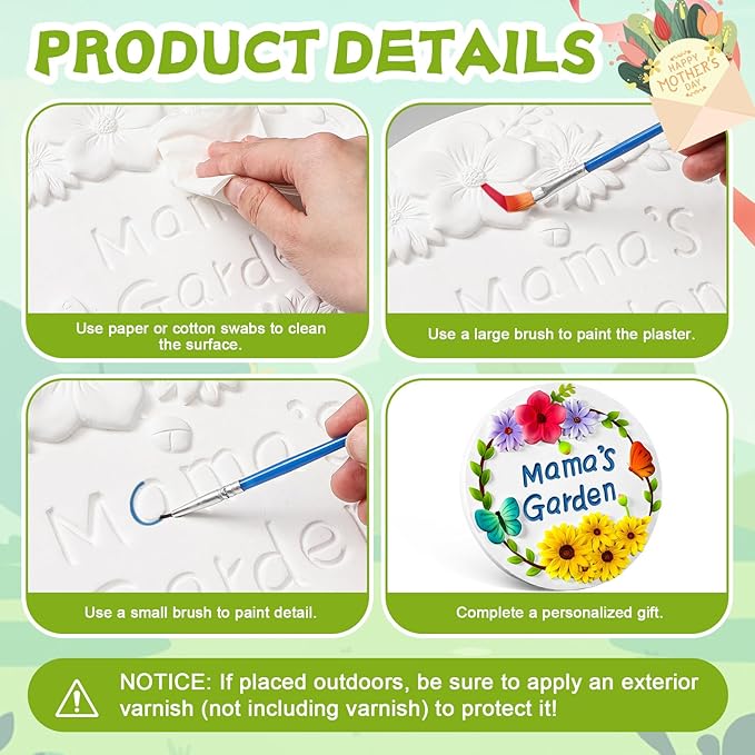 Juexica DIY 9.5 Inch Grandma's Garden Stepping Stone, Woman Gifts for Mom, Paint You Own Garden Stepping Stones, Woman Gifts for Nana,Stepping Stones(Mama,9.5 Inch)