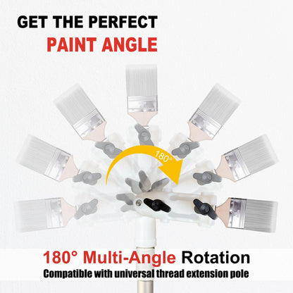 Multi Angle Paint Brush Extender V2, Long Handle Paint Brush, Extension Pole Attachments for Paint Roller, Paint Edger Tool for High Ceilings, Corner Painting Tool for Paint Extension Pole (White)