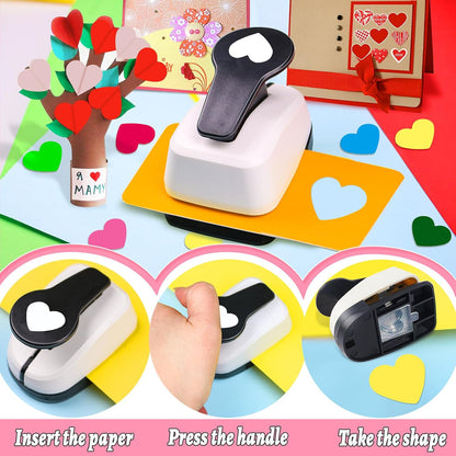 Heart Hole Puncher for Crafts, Heart Paper Cutter, Hearts Paper Punch, Hearts Shaped Puncher, Craft Punches for Card Making, 3/8 in, 5/8 in, 1 in, 1.5 in, 2 inch Scrapbooking Punch - 5 Pcs - Crafty Corner