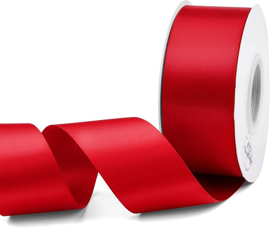 Humphrey's Craft 1-1/2 Inch Red Satin Ribbon Double Faced 25 Yards, Thick Silk Ribbon for Crafts Gift Wrapping DIY Bows Bouquet Decoration Sewing Christmas Tree Wedding and Invitation Card. - Crafty Corner