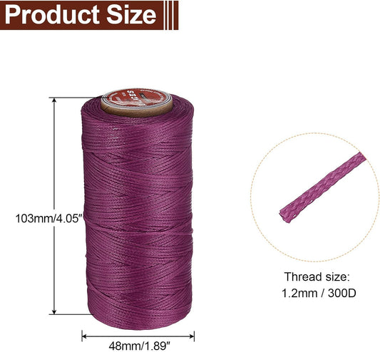 uxcell Flat Leather Sewing Waxed Thread, 140m / 153 Yards Polyester Wax String, 300D Wax Stitching Cord for Leather Crafts, Bookbinding, Bracelets Braided, Fuchsia