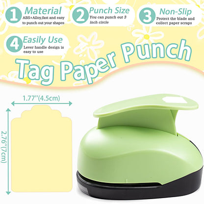 Tag Hole Punch 3 inch Tag Puncher TagCutter Tags Punches for Paper Crafts Gift Tags Punch Cutter Tag Maker TagPaper Punch - Crafty Corner
