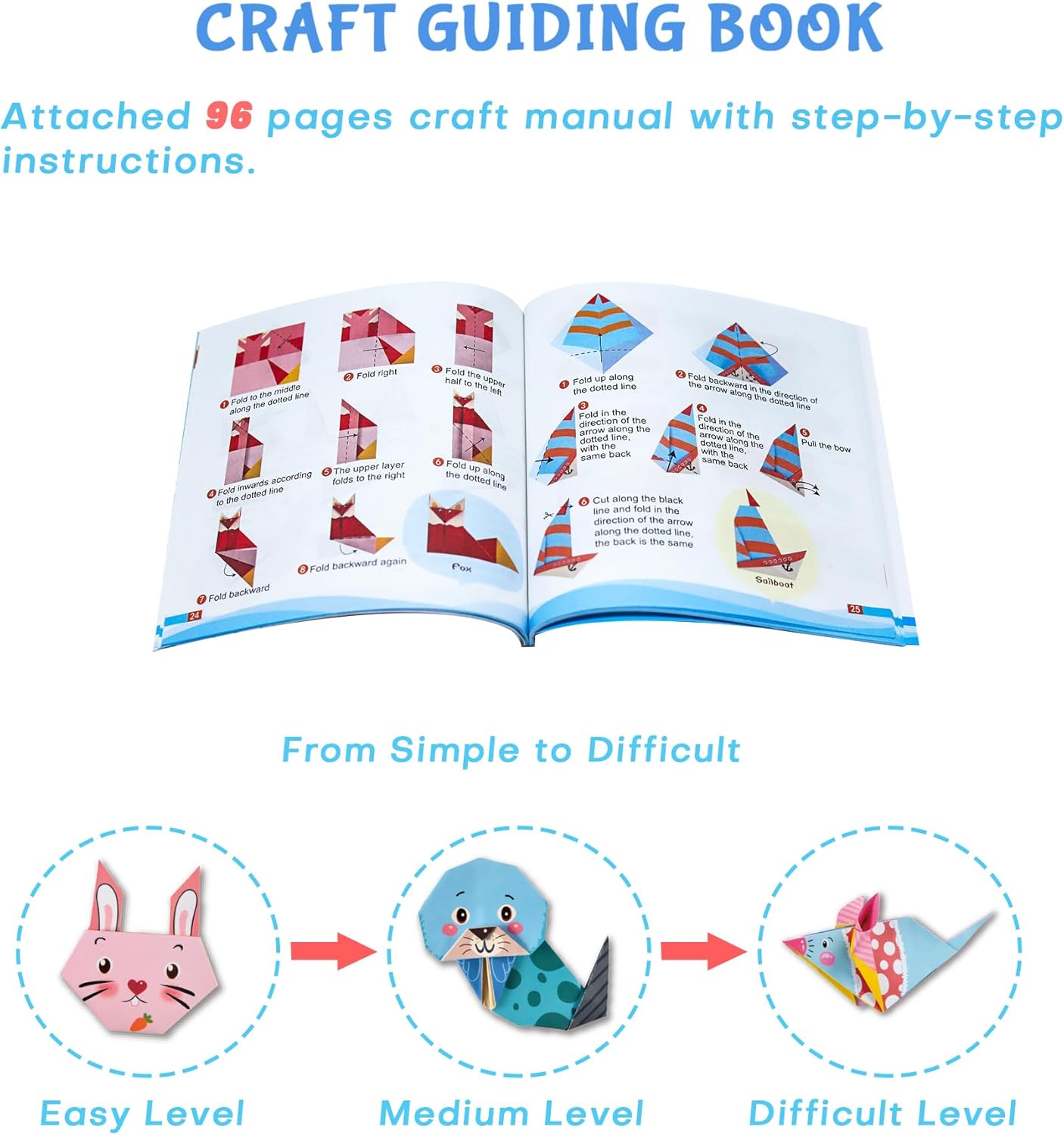 Origami Kit for Kids Ages 5-16, 212 Sheets with 72 Patterns & Instruction Book | Origami Paper Kit for Beginners & Advanced | Arts & Crafts Toys for Girls & Boys Ages 8-12 | Birthday & Christmas Gifts - Crafty Corner