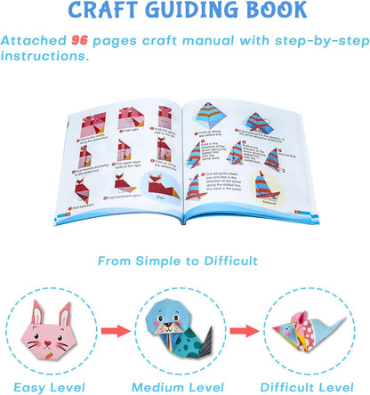 Origami Kit for Kids Ages 5-16, 212 Sheets with 72 Patterns & Instruction Book | Origami Paper Kit for Beginners & Advanced | Arts & Crafts Toys for Girls & Boys Ages 8-12 | Birthday & Christmas Gifts - Crafty Corner