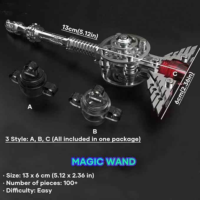 Metalkitor 3D Metal Puzzles for Adults, Magic Wand for Metalkitor Giant Mantis and Fox Model- Steampunk DIY Ornament - Assembly Jigsaw Crafts Brain Teaser - Perfect Desk Decor and Gift Choice(100+PCS)