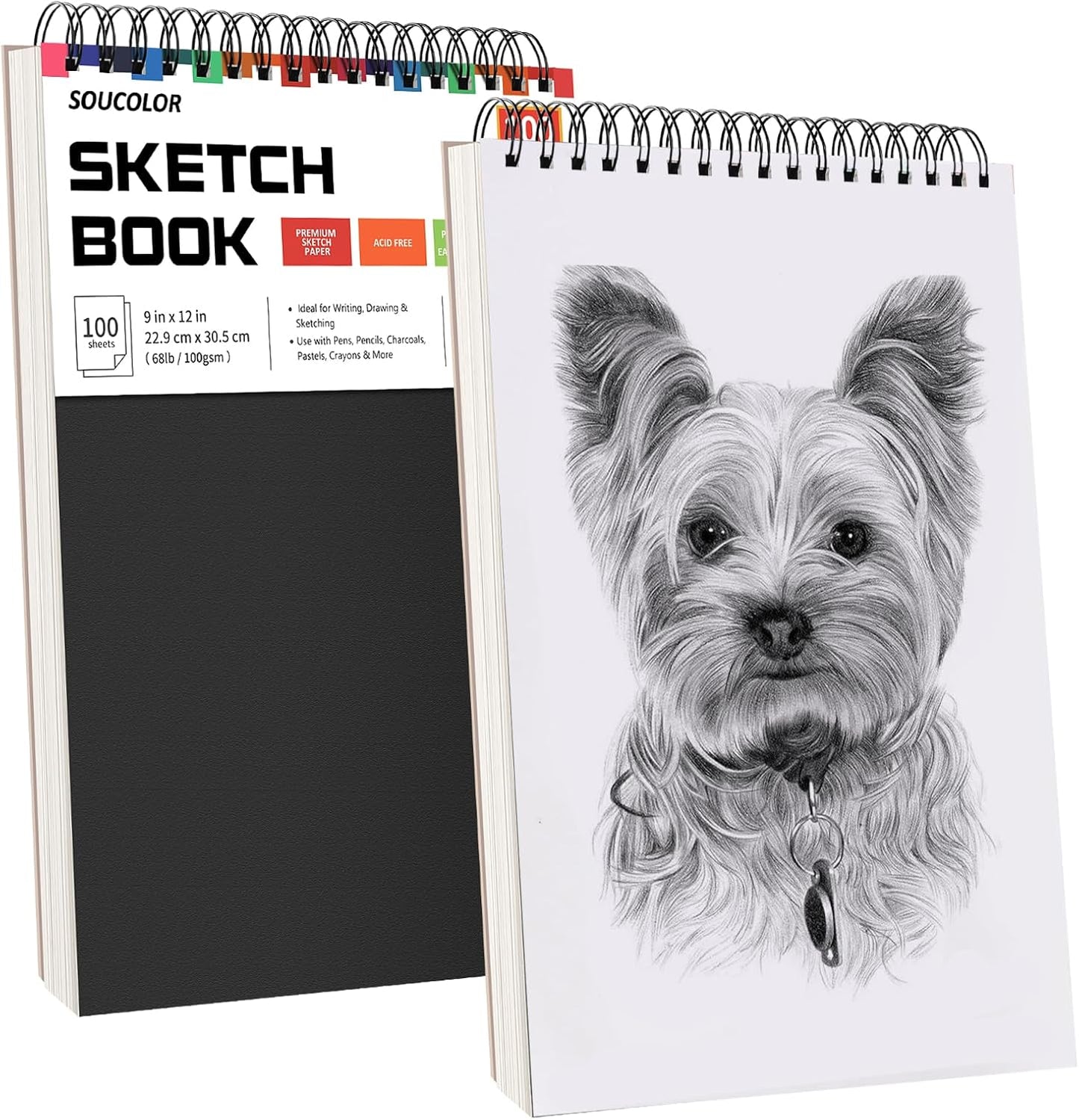 Professional Drawing Supplies for Sketch, Charcoal, Colored, Graphite, Pastel Pencils & Sticks. Soucolor 2-Pack 9" x 12" Sketch Book, 200 Sheets Spiral Bound 68lb/100gsm Paper for Kids Adults Artists - Crafty Corner