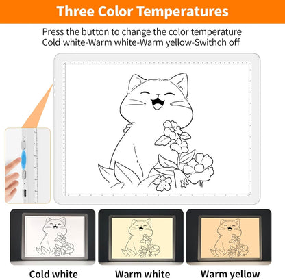 Elice Magnetic A4 Light Board with Bag for Diamond Painting, Tracing LED Light Box with Side Buttons, Super Bright Diamond Art Light Pad, Light Table for Drawing, Sketching, Weeding Vinyl - White