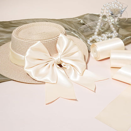 LaRibbons Nude Satin Ribbon 3 Inch 10 Yards Double Faced Luxury Nude Silk Ribbon for Gift Wrapping Flower Bouquets Bow Christmas Wedding Party Decoration - Crafty Corner
