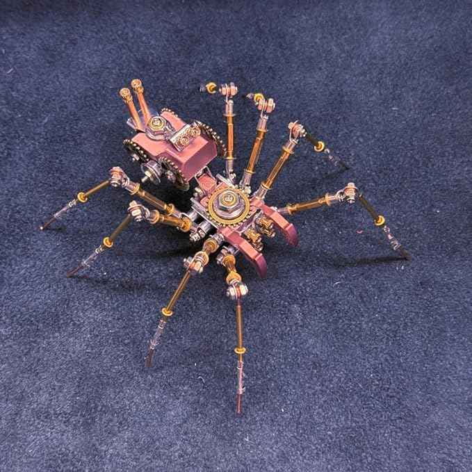 3D DIY Venomous Fang Sentinel Spider B Metal Puzzle Kits, 204PCS Mechanical Snail Metal Steampunk Insect Model Kit, Creative Collectible Display Piece for Adults