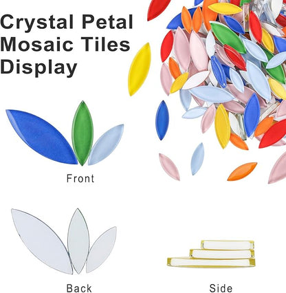 Youway Style 1lb Petal Mosaic Tiles for Crafts,Glass Flower Mosaic Tiles, Vibrant Multicolor Glass Pieces for DIY Coasters & Garden Decor Accents