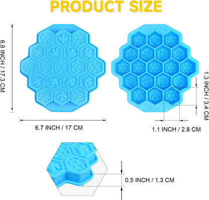 3Pcs Honeycomb Bees Silicone Molds, XJMWXHFC 19 Cavities Chocolate Molds, Food Grade Silicone Baking Molds, Non-Stick Cake Mold for Chocolate, Candy, Jelly, Ice Cube, Mini Cakes (Pink, Green, Blue)